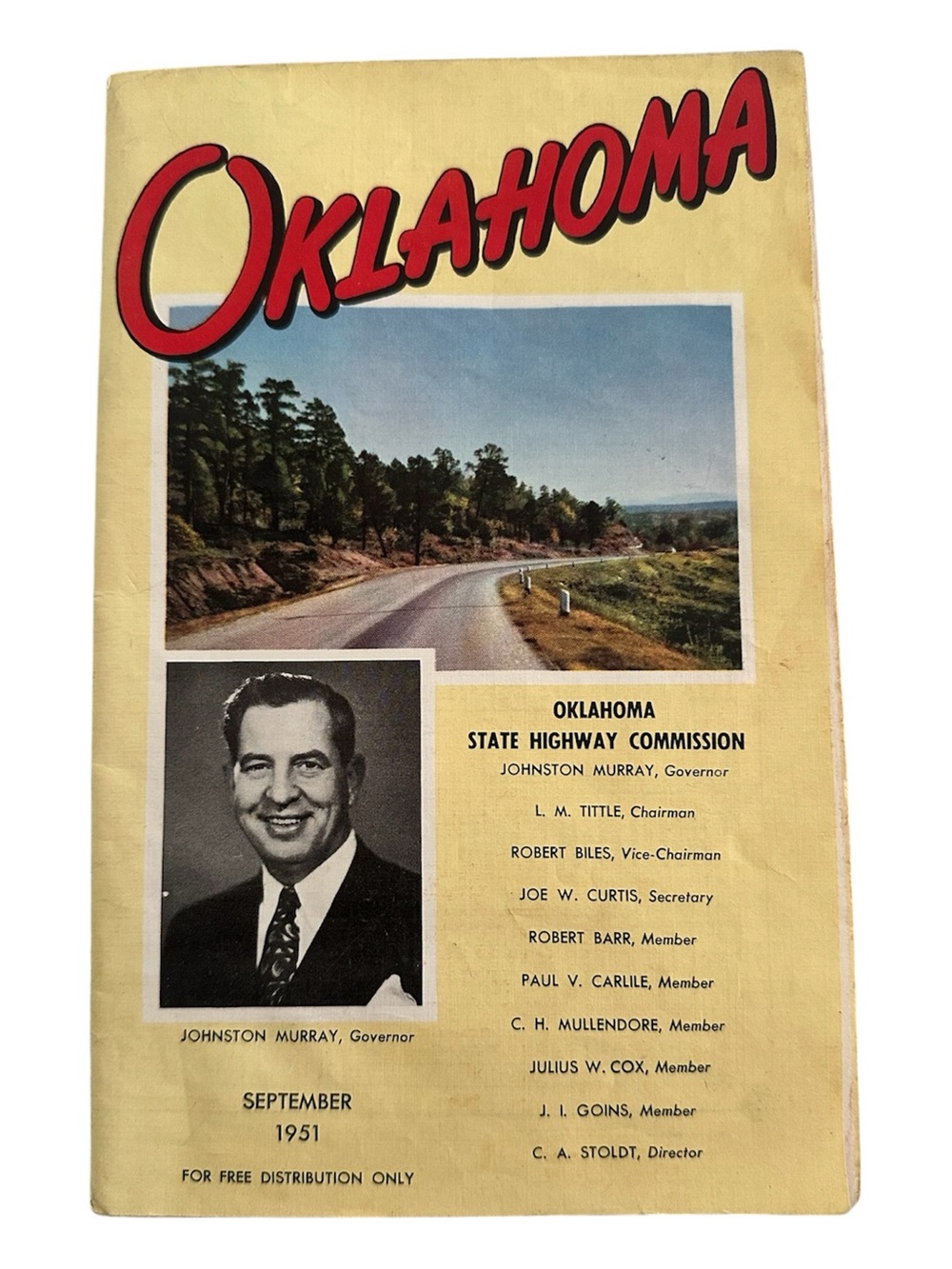 Vintage Oklahoma State Highway Commission Brochure - Yellow Cover